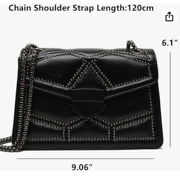 Rivets Chain Crossbody Bag / Purse in Black - Picture 6 of 6